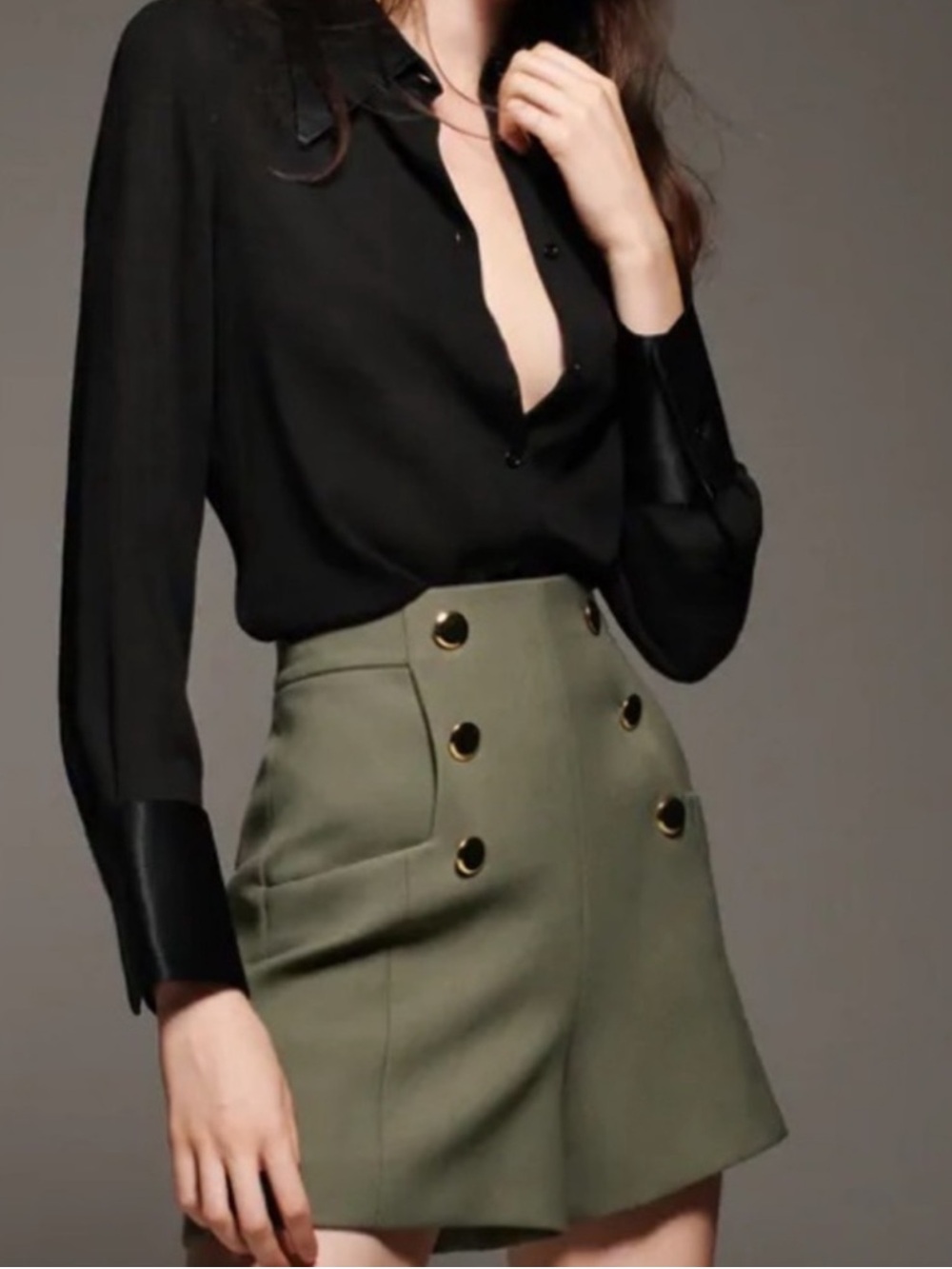 Zara High-Waisted Shorts with Gold Buttons